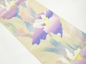 紙布菖蒲模様織出し袋帯